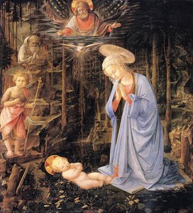The Adoration With The Infant Baptist And St. Bernard — Filippino Lippi