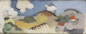 Paysage aux nuages blancs