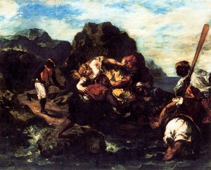 African Pirates Abducting A Young Woman — Eugène Delacroix