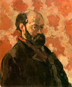 Self Portrait With A Rose Background — Paul Cézanne, Post-impressionism