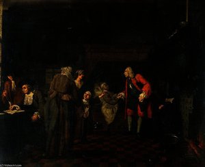 Interior with a Medical Practitioner Attending to a Sick Man in the Presence of Other Figures