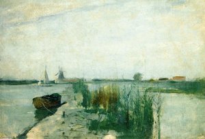 Scene Along A Dutch River — John Henry Twachtman