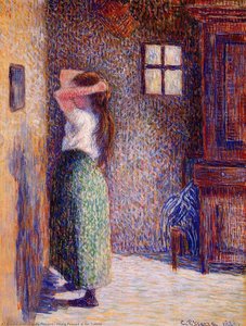 Young Peasant At Her Toilette — Camille Pissarro