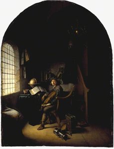 An Interior With A Young Violinist — Gerrit Dou