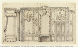 Wall Elevation Of The Bedroom Of The Prince De Rohan, Hôtel De Soubise, Paris — Gabriel-germain Boffrand