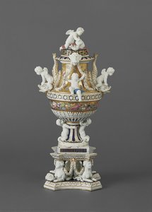 Vase With Pedestal (cupid And Dolphin) — Chelsea Porcelain Factory
