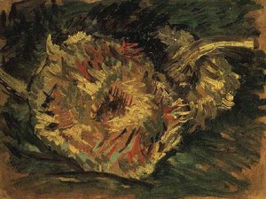 Two Cut Sunflowers — Vincent Willem Van Gogh, Post-impressionism