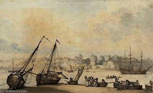 A View Of Hilford On The River Fal, Cornwall — Thomas Rowlandson
