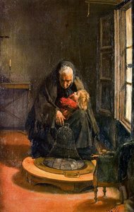 Old Woman With Young Girl — José Mongrell Torrent