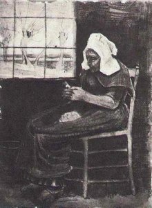 Woman Peeling Potatoes Near A Window — Vincent Willem Van Gogh