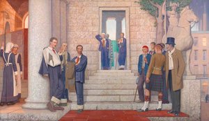 Wounded And Sick Men Gathered Outside A Hospital — Frederick Cayley Robinson