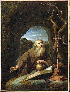 SAINT JEROME EN PRIERE DANS UNE GROTTE