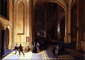 Interior Of A Cathedral With A Beggar — Pieter Neefs The Elder, Baroque