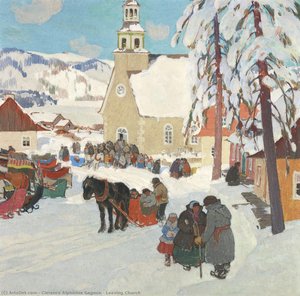 Leaving Church — Clarence Alphonse Gagnon
