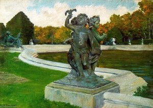 Enfants À La Colombe Dans Le Parc De Versailles (titre Inscrit) — Joseph-félix Bouchor