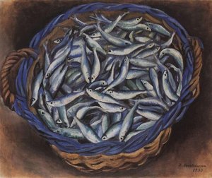 Shopping Cart With Sardines — Zinaida Serebriakova