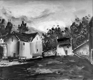 Courtyard In Auvers — Maurice De Vlaminck