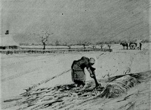 Snowy Landscape With Stooping Woman — Vincent Willem Van Gogh, Contemporary Realism