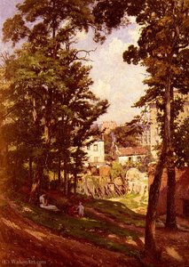 La Famille Du Peintre Sur Les Hauteurs De Montmartre — Alfred Renaudin