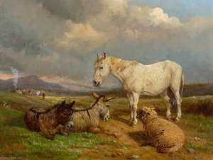 A Common Lot With A Pony, Donkeys And Sheep — John Duvall, Romanticism