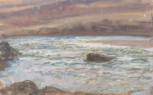 Brightworthy Ford, Withypool, Exmoor (recto) — Sir Alfred James Munnings