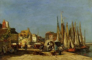 Honfleur, The Quarantine Dock And The Cattle Market — Eugène Louis Boudin