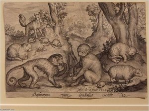 Fox Watching Cat And Mice — Nicolaes De Bruyn