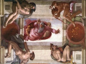 Sistine Chapel Ceiling: God Dividing Land And Water — Michelangelo Morlaiter