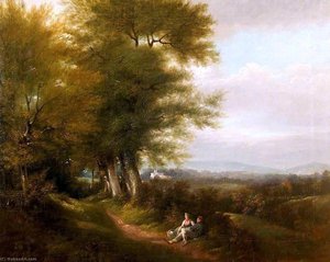Landscape With Building And Figures — George Barret The Elder