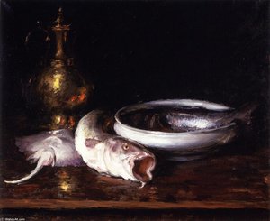 Still Life: Fish (also Known As Still Life With Fish) — William Merritt Chase, Impressionism