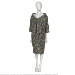 Cocktail Ensemble Comprising Dress And Jacket In Printed Silk — Christian Dior