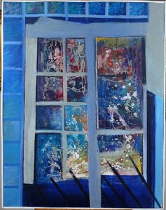 Fenêtre bleue avec projections