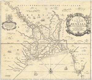 Title (original): A Map Of The Greate River Ganges As It Emptieth It Selfe Into The Bay Of Bengala, Taken From A Draught Made Uppon The Place By The Agents For The English East India Company Never Before Made Publique… — John Lawson Thornton