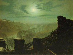 Full Moon Behind Cirrus Cloud From The Roundhay Park Castle Battlements — John Atkinson Grimshaw