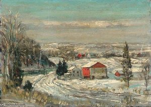 Pennsylvania Village Scene, Winter — Walter Emerson Baum