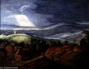 Rural Landscape with a Pilgrim Kneeling Before the Roadside