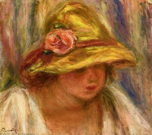 Study Of A Woman In A Yellow Hat — Pierre-auguste Renoir, Impressionism