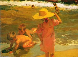 Ninos A La Orilla Del Mar — Joaquín Sorolla Y Bastida, Impressionist Realism