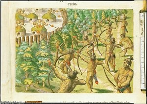 Attack On An Indian Village With Flaming Arrows