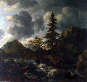 A Torrent In A Mountainous Landscape — Jacob Isaackszoon Van Ruisdael