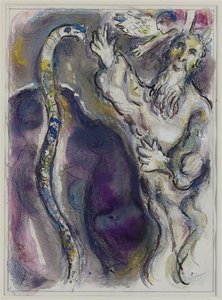 God Turns Moses' Staff Into A Serpent — Marc Chagall