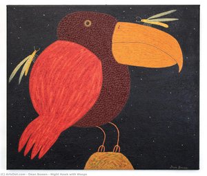 Night Hawk With Wasps — Dean Bowen, Contemporary Illustration