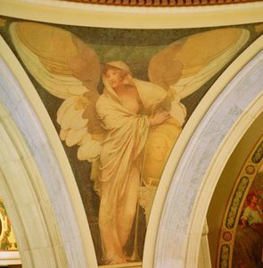 Fame With Escutcheon And Trumpet Resting Against Escutcheon, (painting) — Edwin Howlan