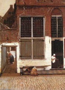 The Little Street (detail) — Johannes Vermeer, Baroque