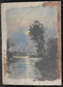 Lune se reflétant dans l'eau, oeuvre inachevée