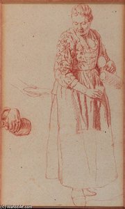 A Woman Pouring A Glass From A Pitcher — Jan Josef Horemans The Elder