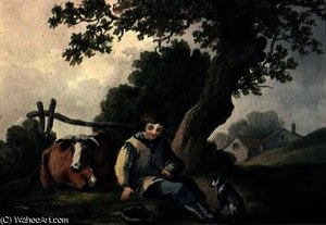 Landscape With Cow And Boy — Thomas Barker