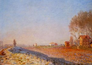 The Plain Of Colombes, White Frost — Claude Monet, Impressionism