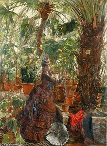 In The Conservatory — Edouard Frédéric Wilhelm Richter