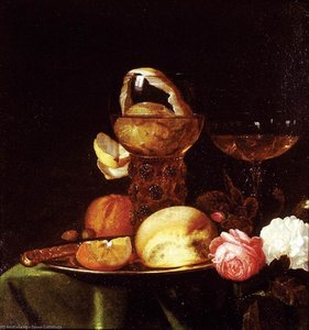 Still-life With Fruit And Roses — Simon Luttichuijs, Baroque